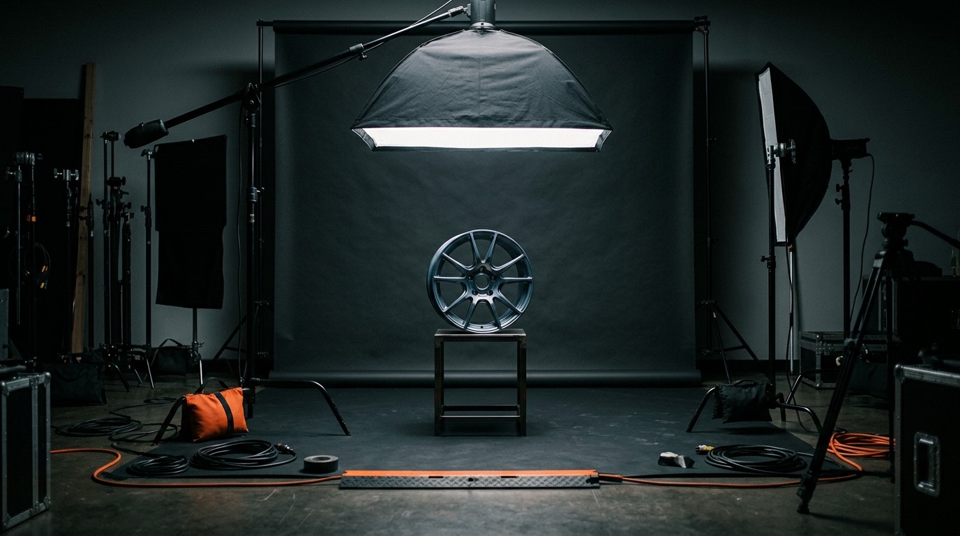 An emerging auto-parts brand captured in a cinematic product-film studio